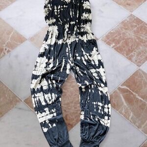 Young Fabulous and Broke black and white tie dye strapless tube top jumpsuit